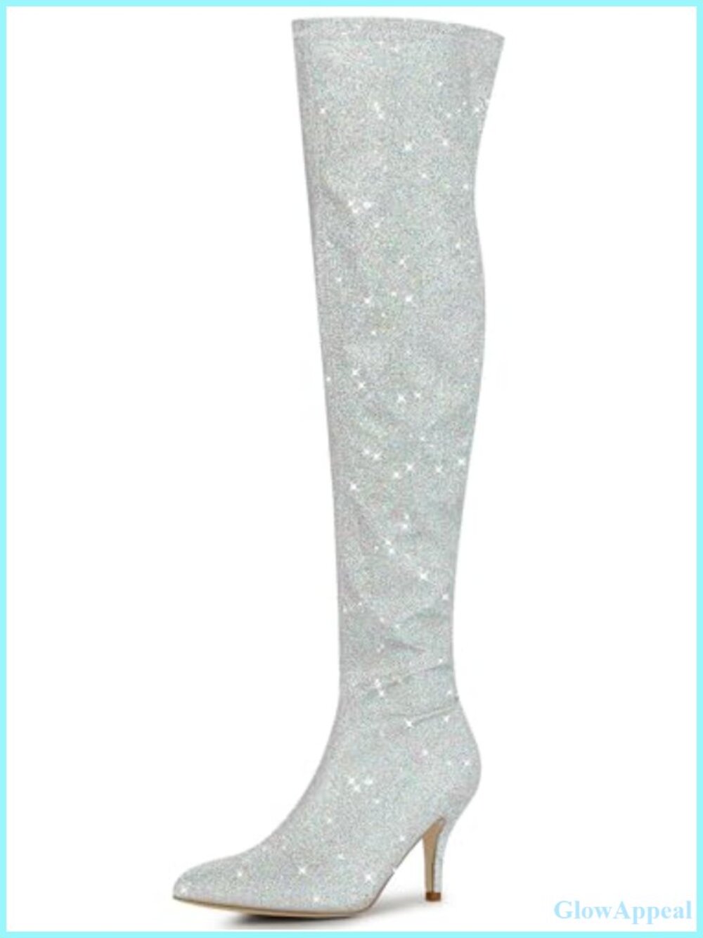 Glitter Stiletto Heel Over the Knee Thigh High Boots Side Zip
